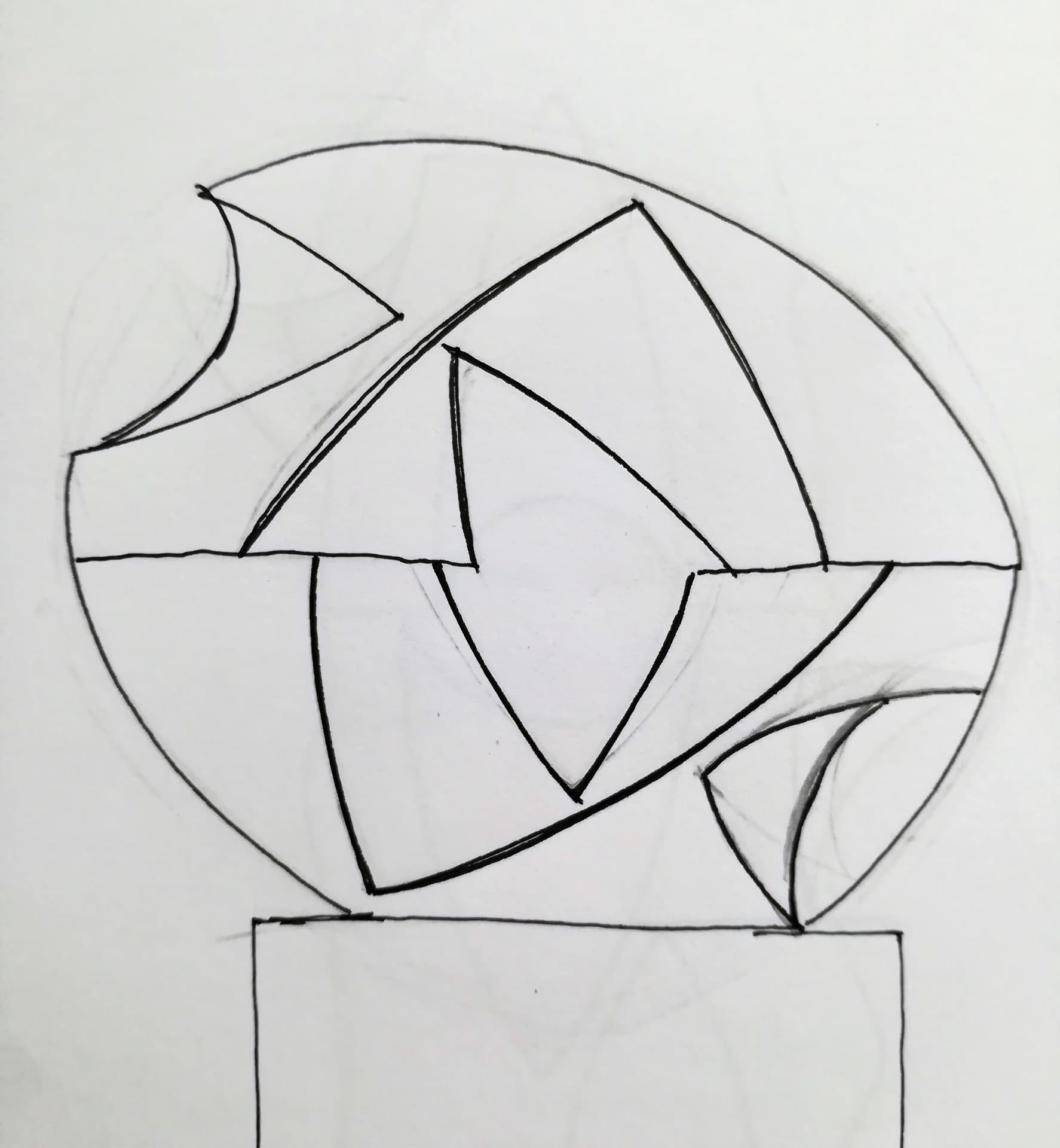 Boceto — Diseño inicial para escultura en piedra basalto
